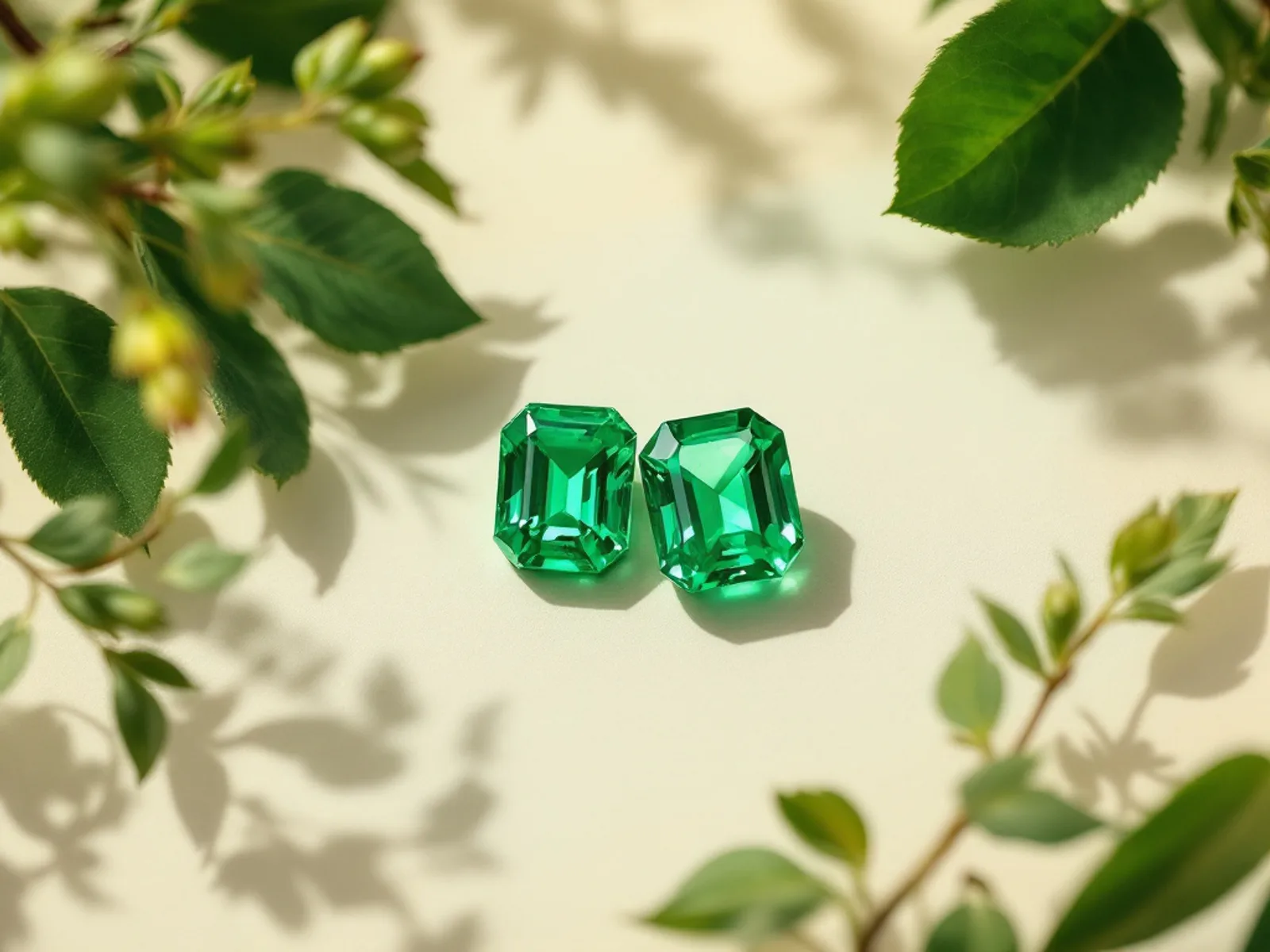 Loose emerald gemstones